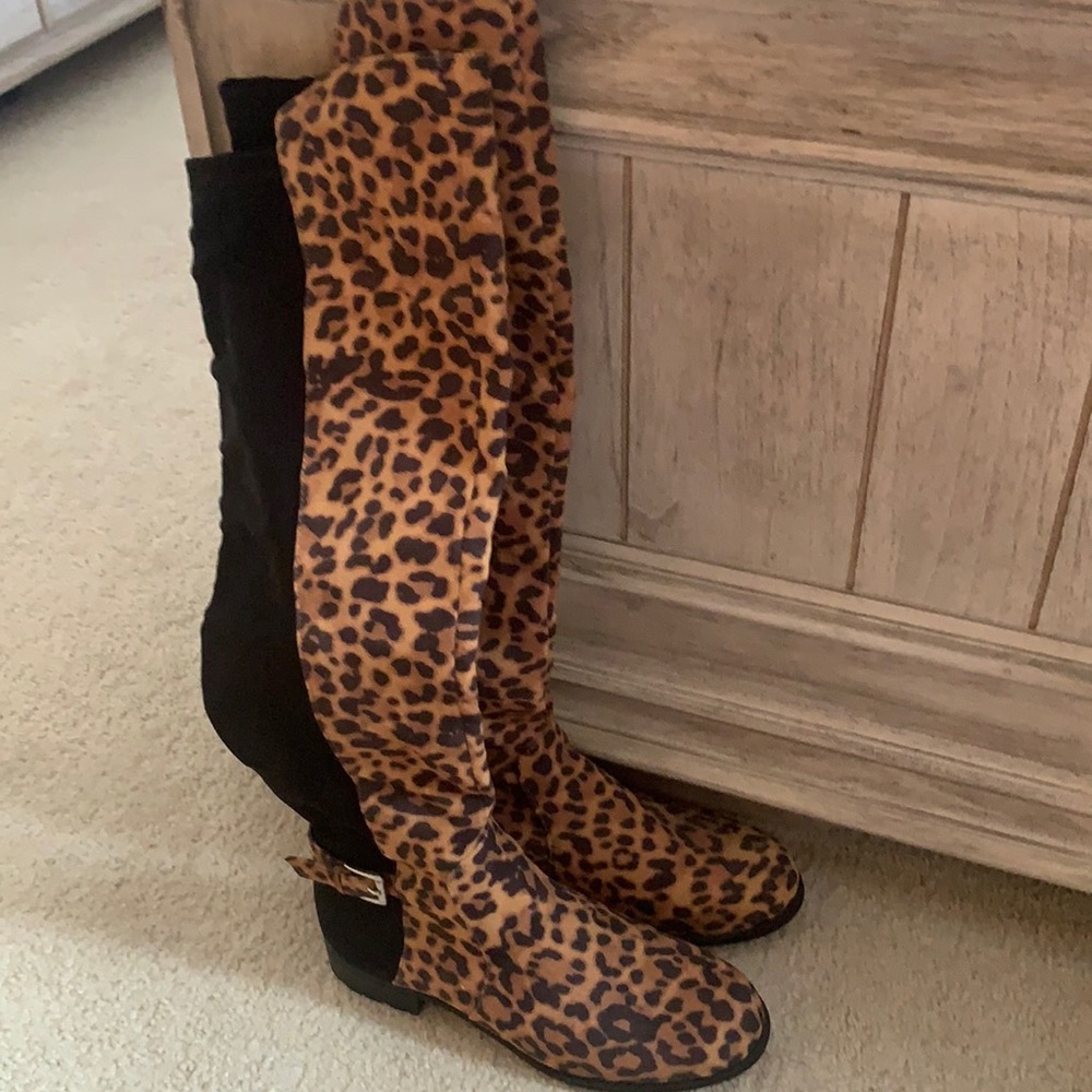 Liz Claiborne Leopard Print Boots Thigh High NEW